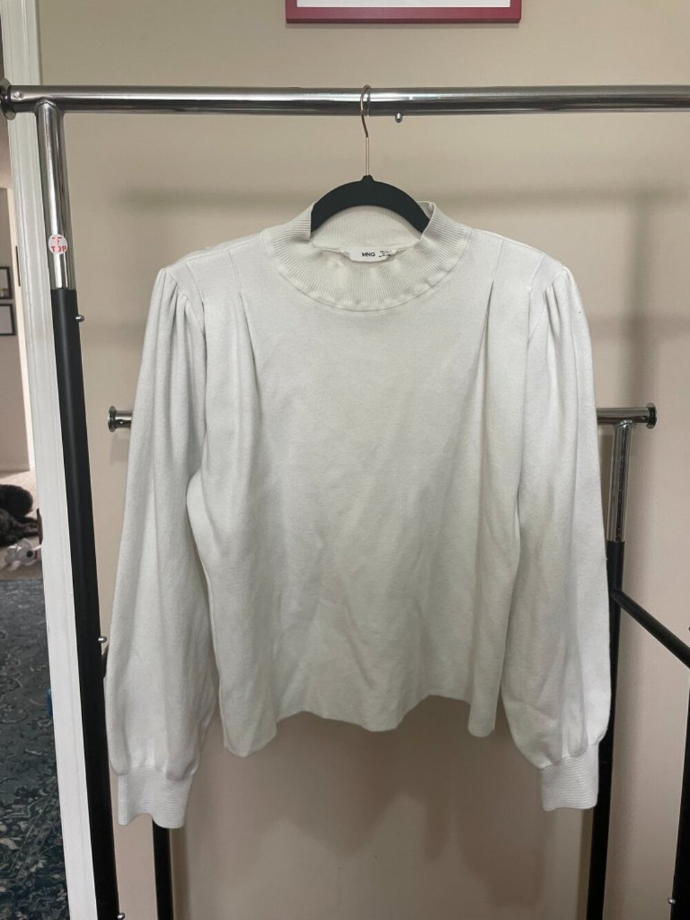 Mock Neck Sweater, Cream, XL